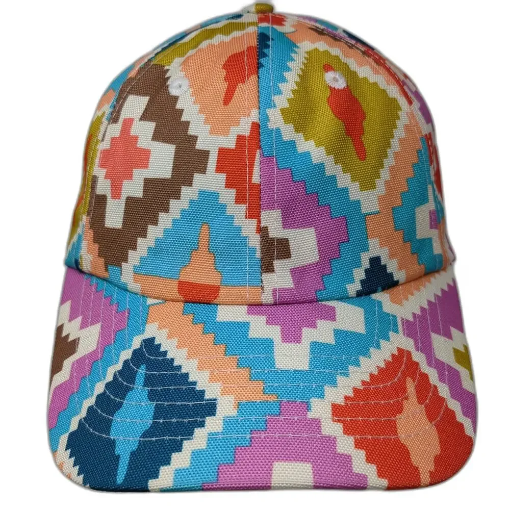 Vera Bradley Baseball Cap Orange One Size Kilim Geometric Patterned Canvas Hat